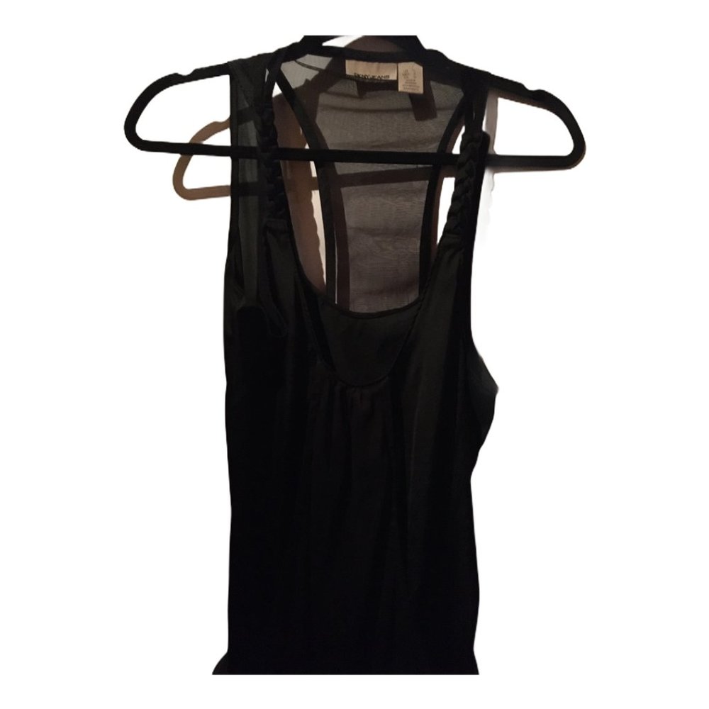 DKNY Jeans sleeveless black top with mesh t-back L